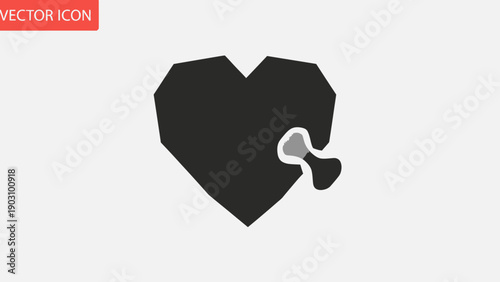 Stylized heart icon with a missing puzzle piece symbolizing incomplete love or a search for