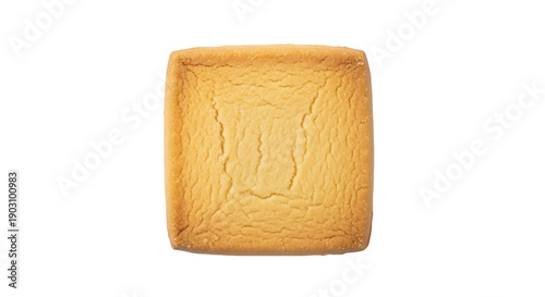 Tableau sur toile Golden square shortbread cookie isolated PNG on transparent background, deliciou