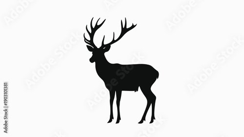 Silhouette of a deer with antlers isolated on white background vector