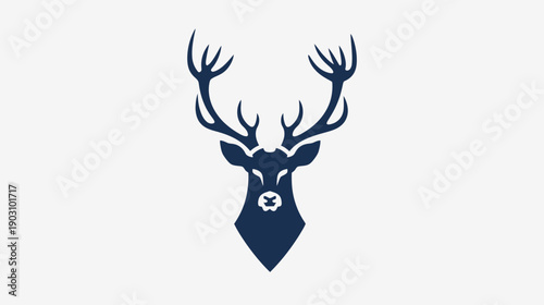 Stylized deer head emblem illustration on a white background minimal design