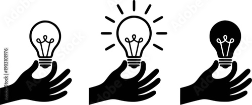 Three Hands Holding Lightbulbs: Symbolizing Ideas, Innovation, and Inspiration