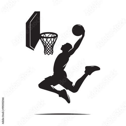 basketball dunk vector silhouette clip art logo design illustration.  abstract dunk icon collection