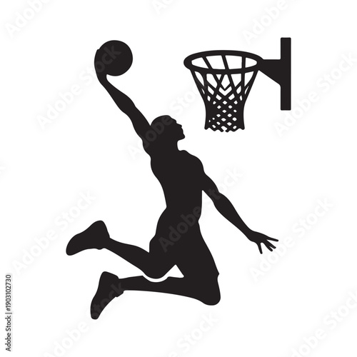 basketball dunk vector silhouette clip art logo design illustration.  abstract dunk icon collection