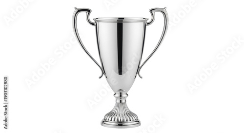 Quadro su tela Shiny silver trophy cup isolated PNG on transparent background, award prize for
