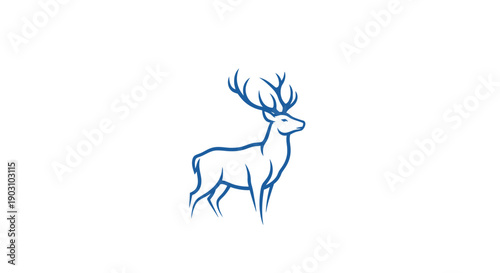 Elegant deer illustration with large antlers against a minimalist white backdrop