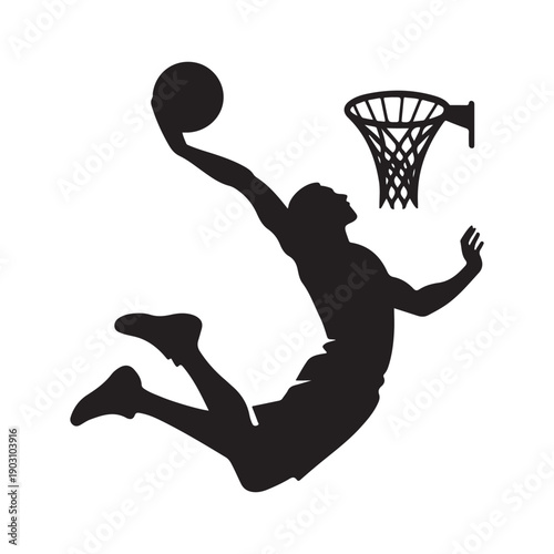basketball dunk vector silhouette clip art logo design illustration.  abstract dunk icon collection