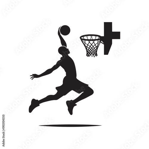 basketball dunk vector silhouette clip art logo design illustration.  abstract dunk icon collection