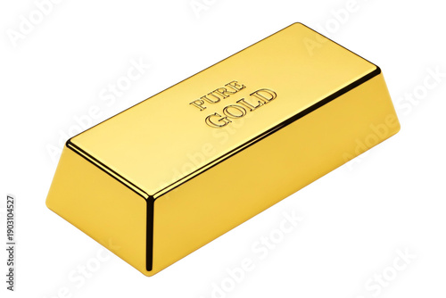 High-quality gold bar with detailed texture isolated on transparent background
