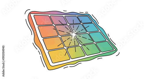 Colorful artistic solar panel illustration symbolizing renewable energy and sustainability