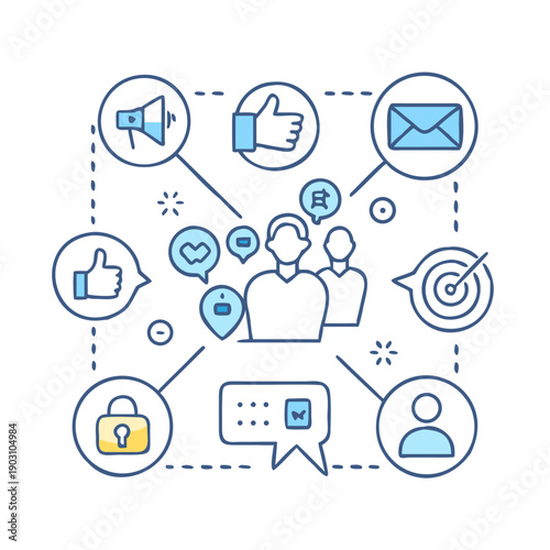 People connecting through social media and communication tools