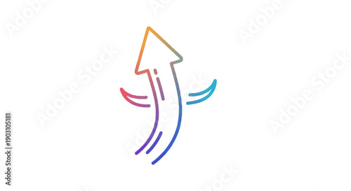 Vibrant gradient arrow icon symbolizing dynamic growth, forward progress, and positive momentum in