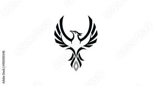 Elegant phoenix symbol illustration on white background for graphic design