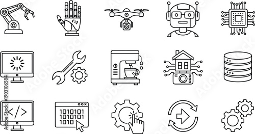 Hand drawn security icon set featuring home protection, digital privacy, biometric scan, surveillance camera, data safety, and cyber technology doodles.