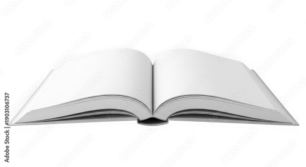 Fototapeta premium Open book with white pages isolated on transparent background