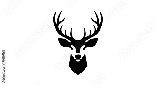 Minimalist deer head silhouette on white background conceptual design