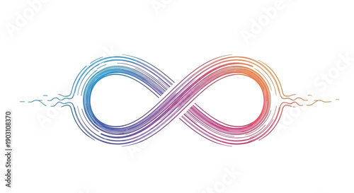 Dynamic colorful gradient infinity symbol with abstract brush strokes illustrating endless flow