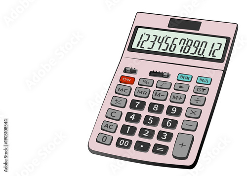 電卓 グレーのグラデーションの電子計算機のイラスト コピースペース