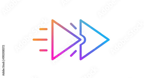 Dynamic media player fast forward button graphic in modern colorful gradient style
