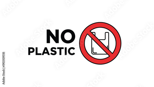 Free Download Environmental message with no plastic text and a red prohibition sign over a plastic bag icon to promote eco friendly living habits. - GFXLoad