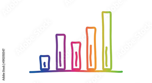 Colorful hand-drawn bar chart showing progress growth or data visualization with vibrant gradient