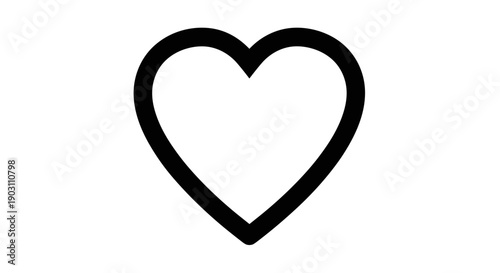 Simple Black Heart Outline Icon Symbol.