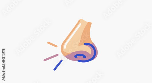 Vibrant animated human nose icon symbolizing olfaction and the essential sense of smell