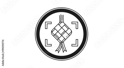 Black and White Wau Kite Icon.