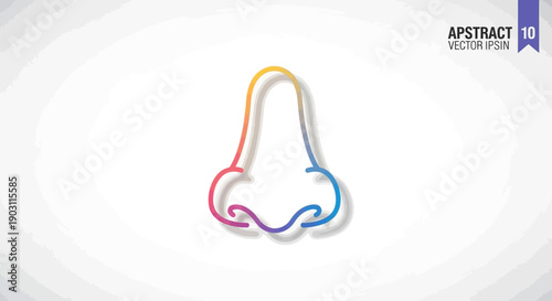 Vibrant abstract human nose outline illustration with gradient rainbow colors and soft shadow