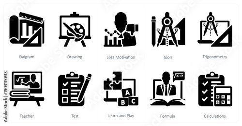 A set of 10 mix icons as diagram, drawing, loss motivation