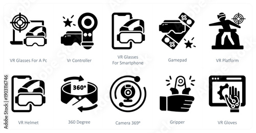 A set of 10 mix icons as contacts, search, job opening