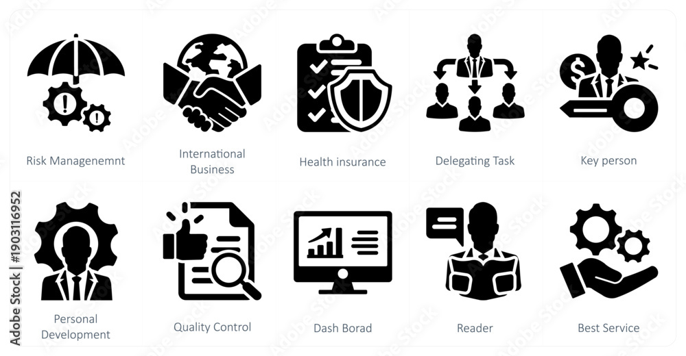 Obraz premium A set of 10 mix icons as risk management, international business