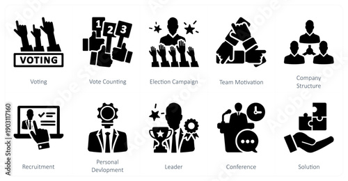 A set of 10 mix icons as voting, vote counting, election campaign