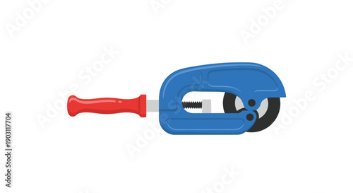Blue Pipe Cutter Tool with Red Handle
