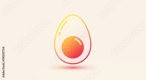 Vibrant minimalist illustration of a boiled egg halved revealing a rich orange yolk for healthy