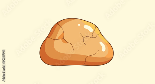 A charmingly rendered cartoon illustration of an earthy irregular shaped object with subtle cracks