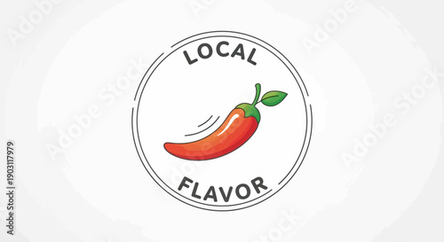 Vibrant red chili pepper emblem representing authentic local culinary flavor and spice