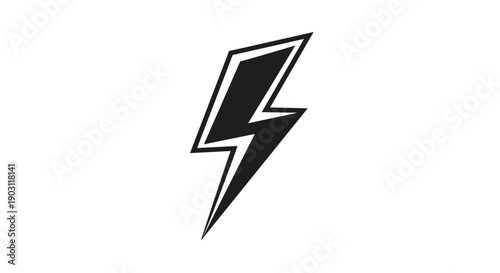 Black Lightning Bolt Icon Symbol.