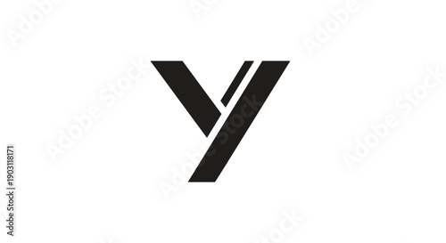 Black Modern Stylized Letter Y Logo.