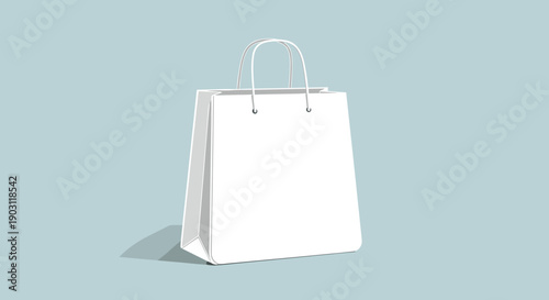 White Paper Shopping Bag with Handles.