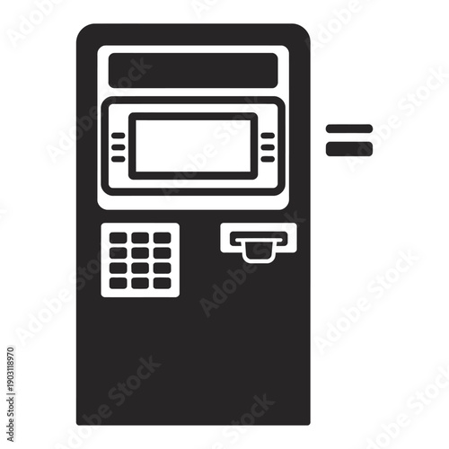 ATM machine icon with equal sign on white background icon