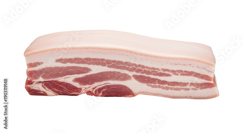 Quadro su tela Fresh pork belly isolated PNG on transparent background, raw meat cut with layer