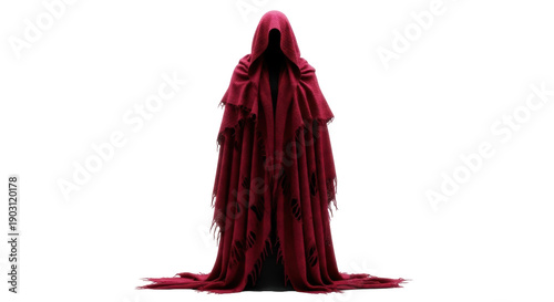 Φωτογραφία Creepy red hooded cloak PNG isolated on transparent background, mysterious figur