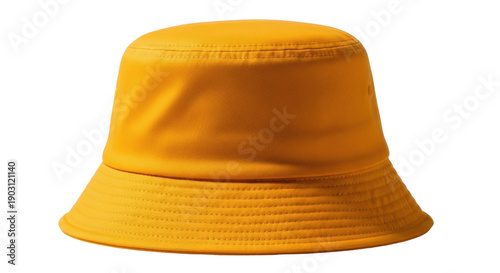 Canvastavla Yellow bucket hat isolated PNG, stylish sun hat for summer fashion and outdoor a