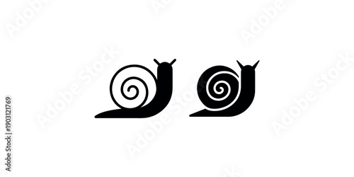 Snail shell silhouette icon vector set simple black symbol for nature animals logo print design sticker decoration element
