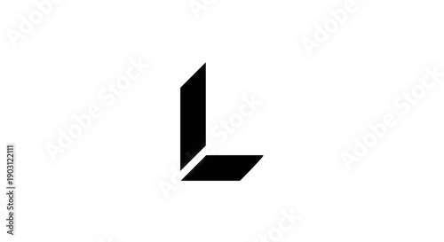 Black 3D Letter L Isolated on White.