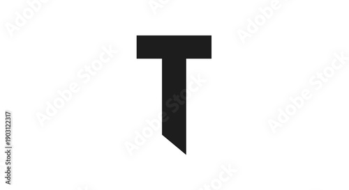 Black Letter T Typography Character.