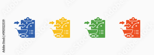 Market Entry Plan Icon Set Color Multiple Style Collection Element For Design