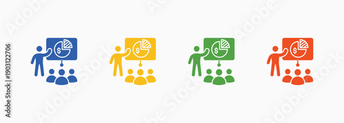 Presentation Icon Set Color Multiple Style Collection Element For Design