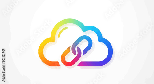 Vibrant cloud computing network link icon symbolizing digital data connectivity and seamless