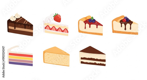Collection of Delicious Slices of Cake and Cheesecake.
